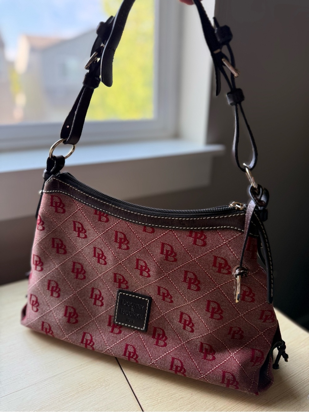 Dooney & Bourke Red and Black Logo Shoulder Bag - Picture 7 of 10